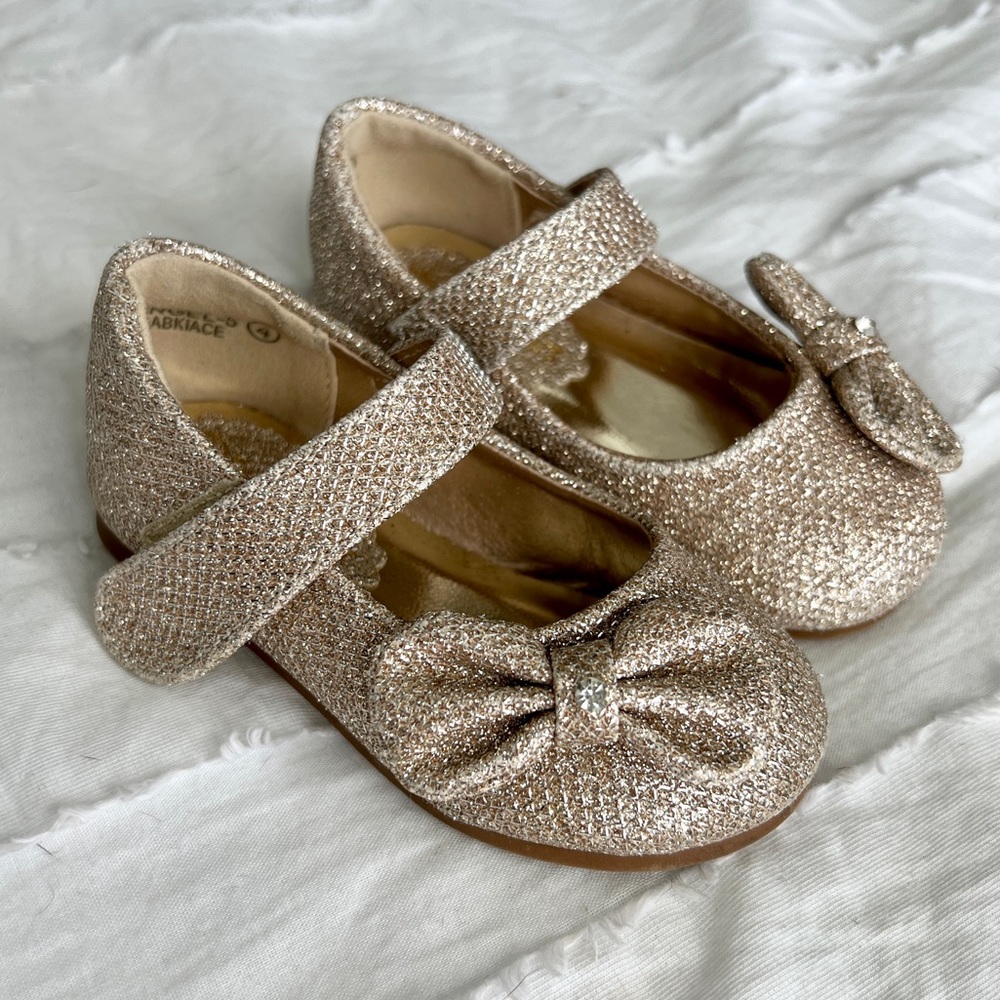 Gold glitter Mary Janes